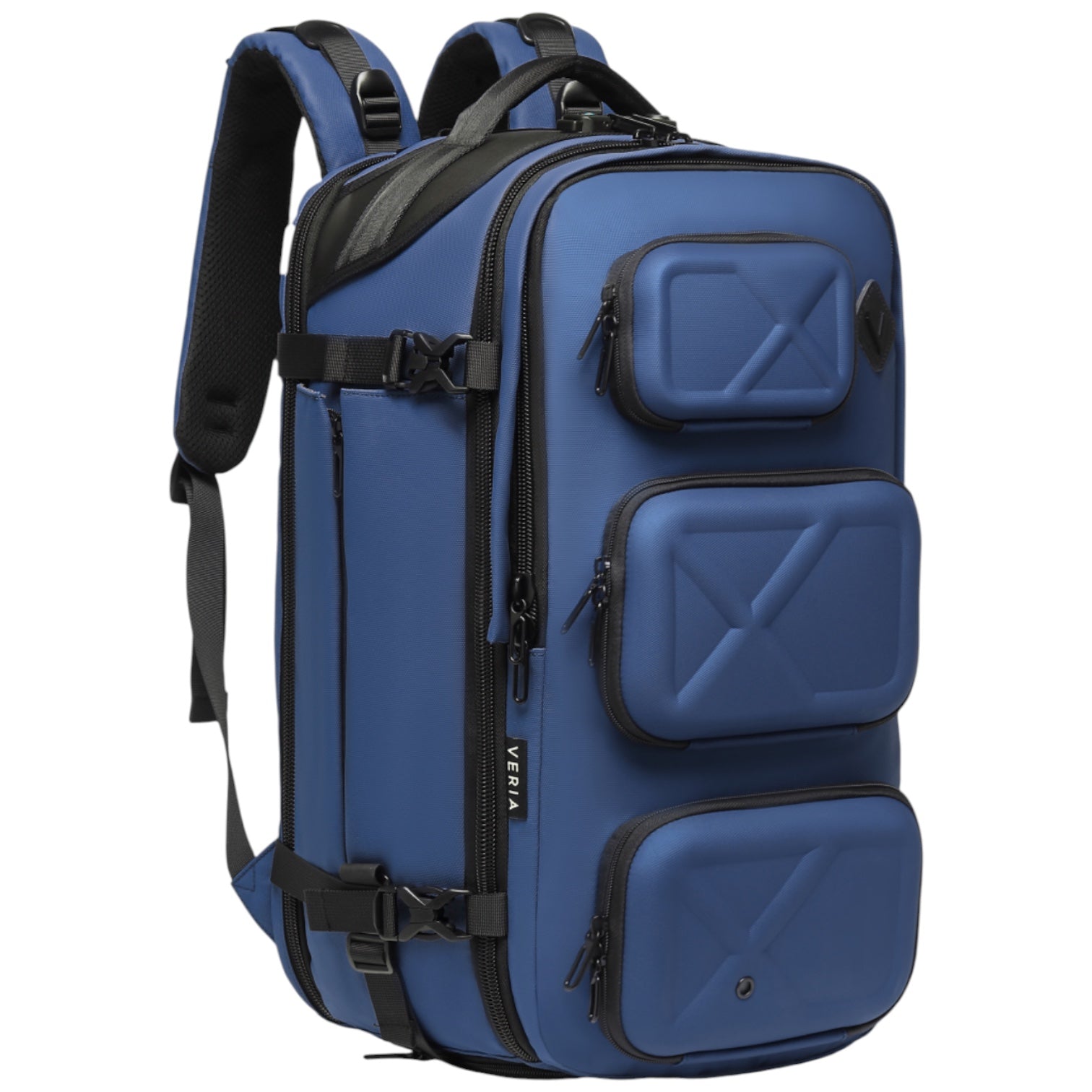 Veria Travel Savvy Sleek 35 L Backpack in Black Expandable Carry-On with Anti-Theft Lock and Laptop Compartment Veria Travel Savvy Sleek 35 L Backpack in Black Expandable Carry-On with Anti-Theft Lock and Laptop Compartment